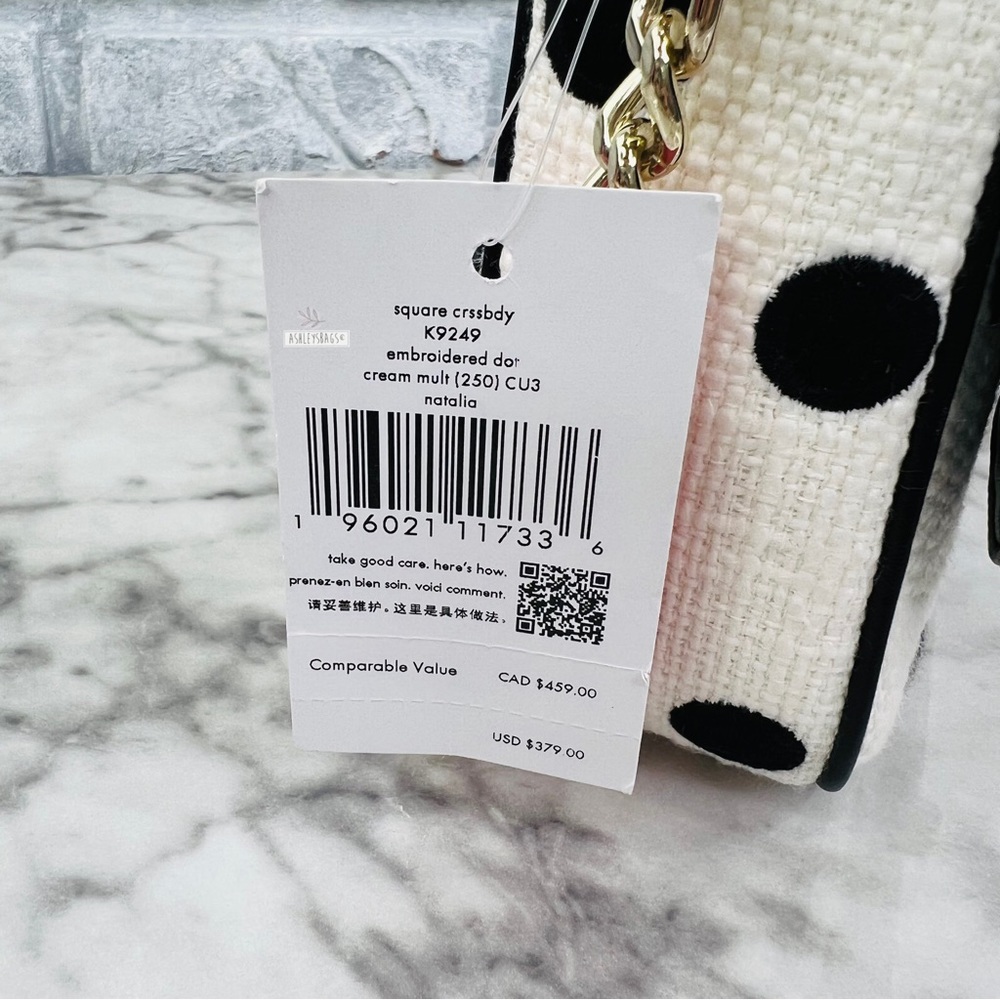 Kate Spade Natalia Square Embroidered Polka Dot Crossbody Handbag - Picture 9 of 10